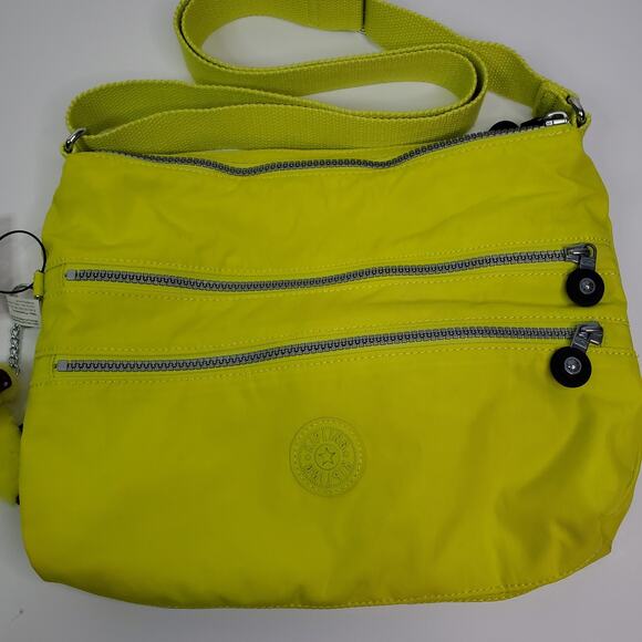 New Kipling Alvar Medium Yellow Women’s Crossbody Bag and Monkey Clip - Picture 3 of 11